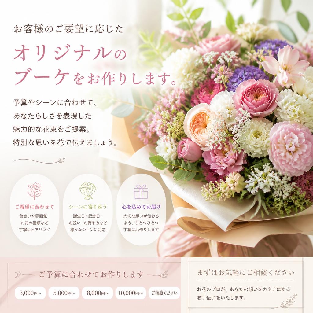 多様な花のブーケ